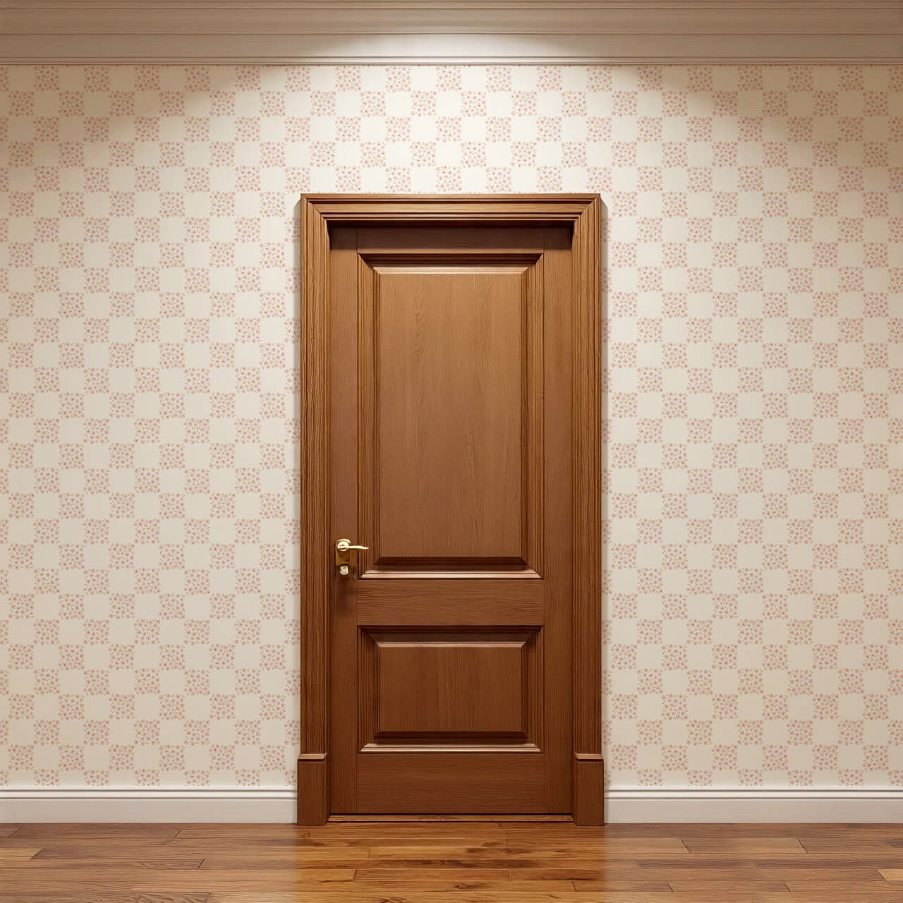 Rosalie Floral Checkerboard Soft Pink Wallpaper