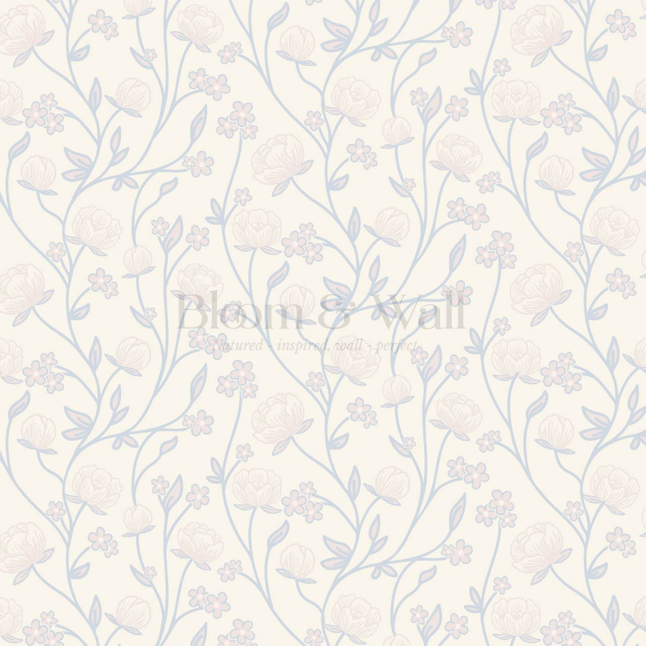 Rosario Delicate Blooms Sky Butter Wallpaper