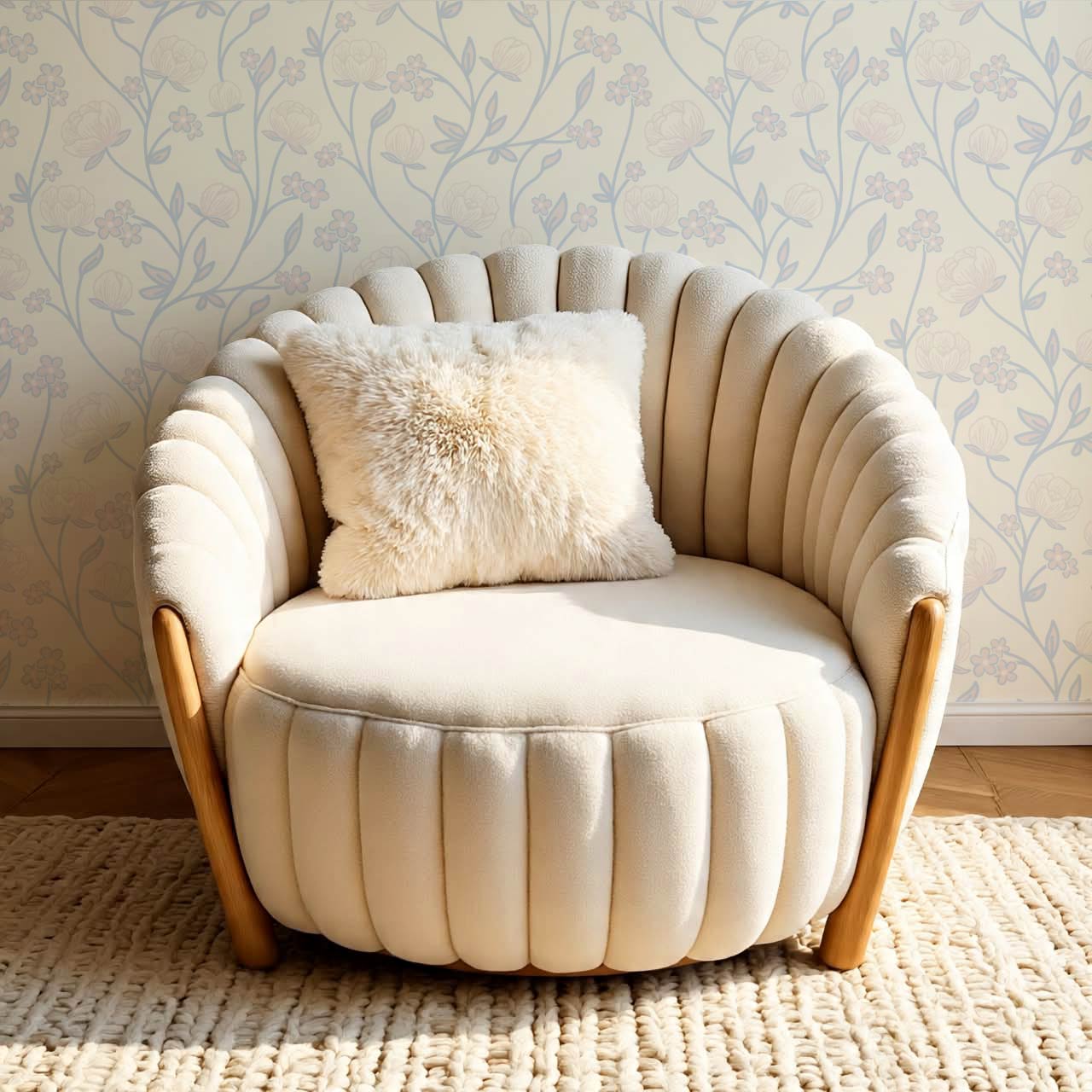 Rosario Delicate Blooms Sky Butter Wallpaper