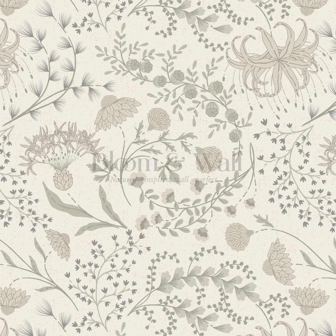 Rosette Nostalgic Wildflower Meadow Neutral Beige Wallpaper