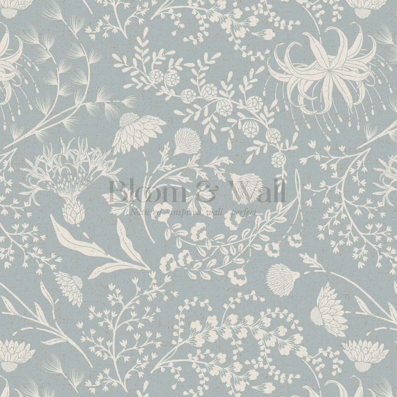 Rosette Nostalgic Wildflower Meadow Sea Glass Ivory Wallpaper