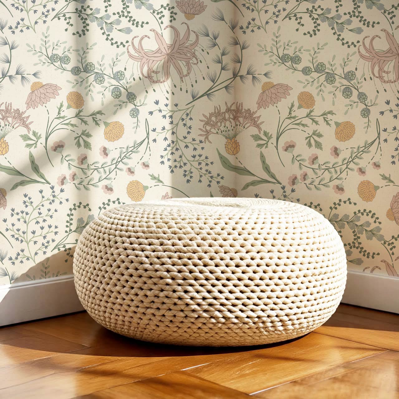 Rosette Nostalgic Wildflower Meadow Ivory Pastel Wallpaper