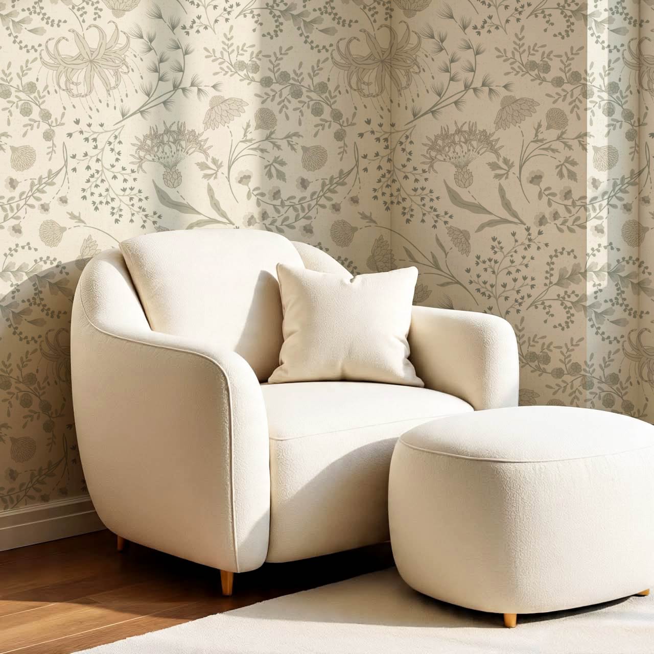 Rosette Nostalgic Wildflower Meadow Neutral Beige Wallpaper