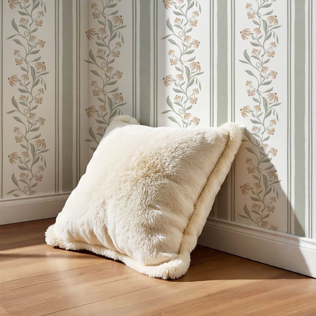 Rumi Climbing Coneflowers Sage Off-White Wallpaper