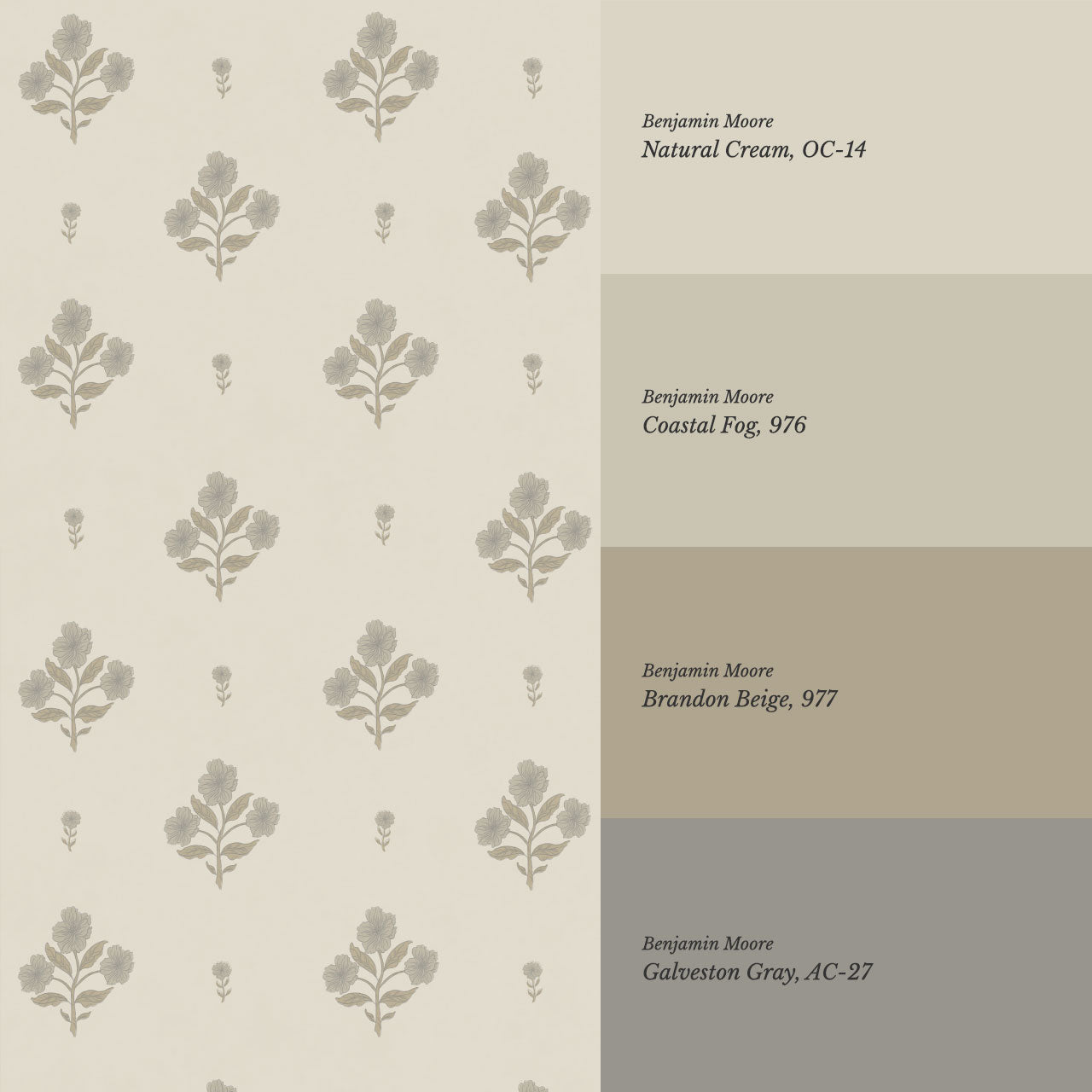 Rylee Keepsake Florals Stone Dove Wallpaper