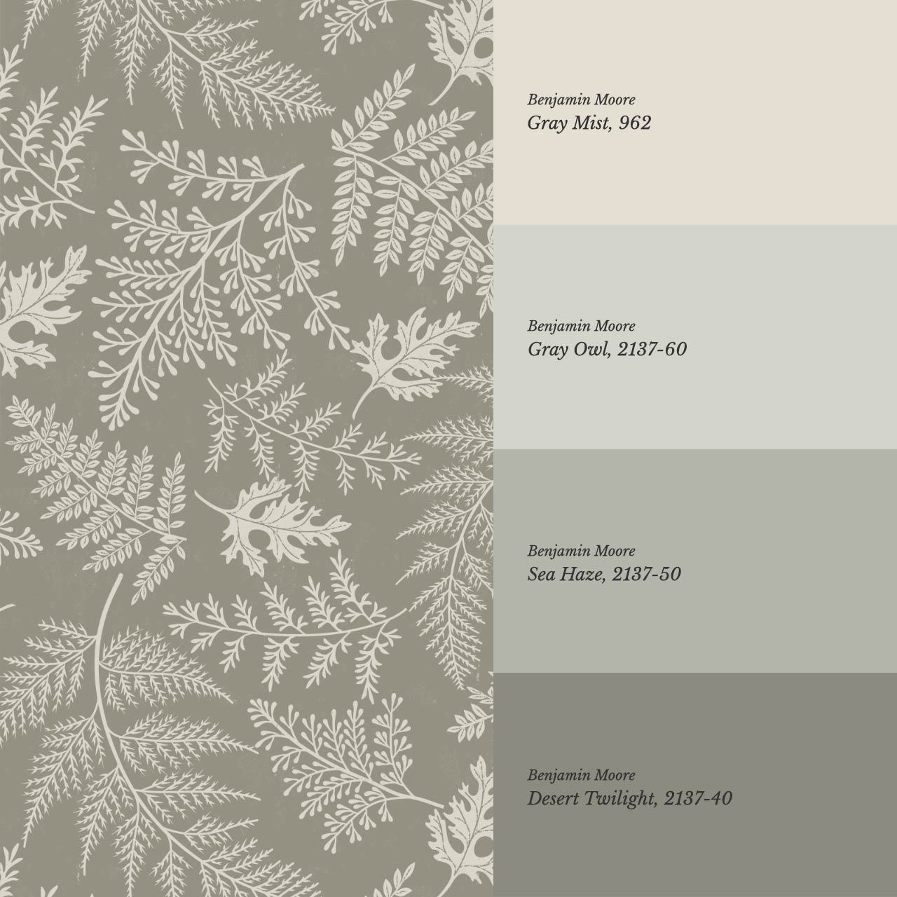 Sabela Woodland Ferns Stone Ivory Wallpaper