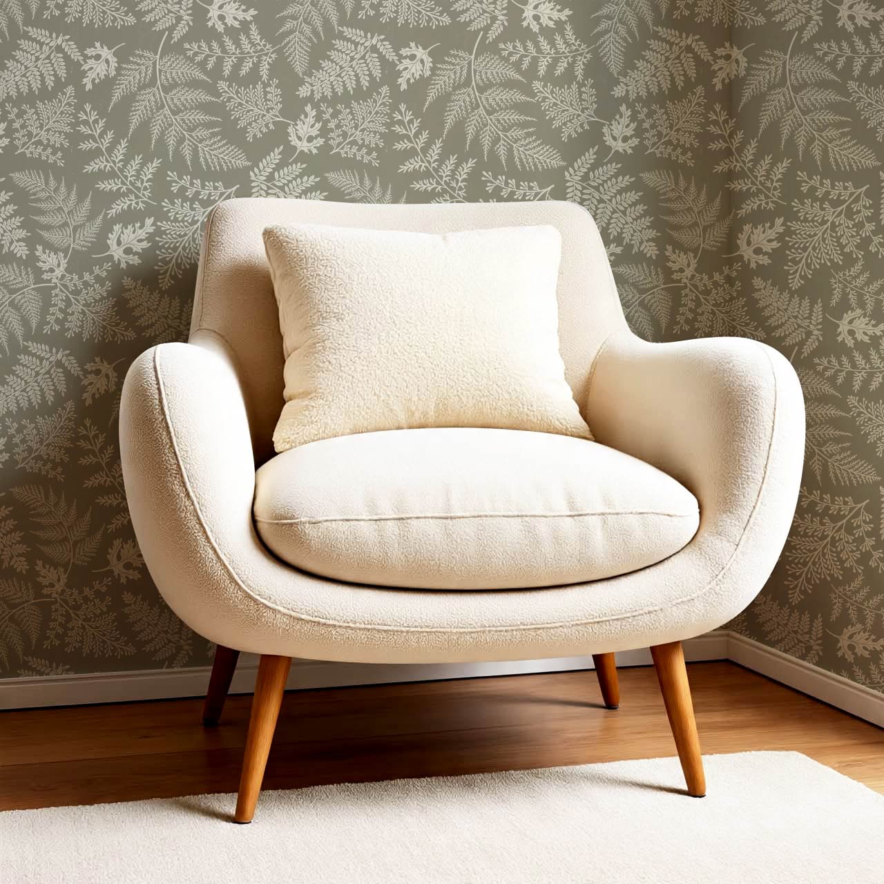 Sabela Woodland Ferns Stone Ivory Wallpaper