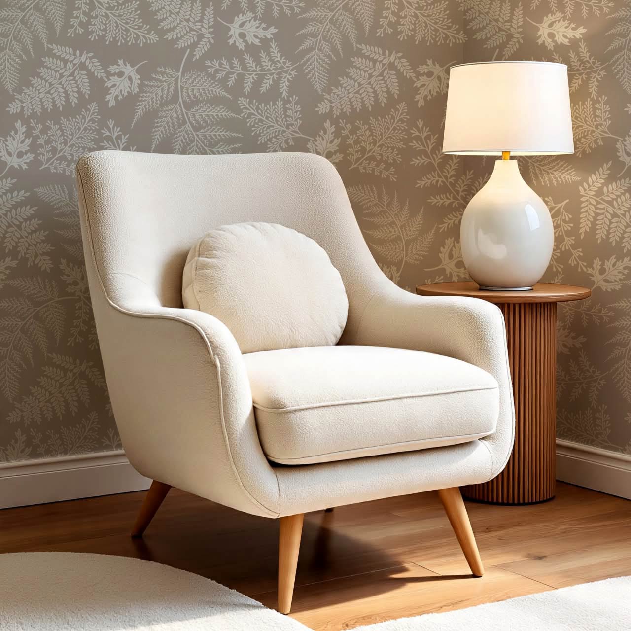 Sabela Woodland Ferns Pale Mauve Stone Wallpaper