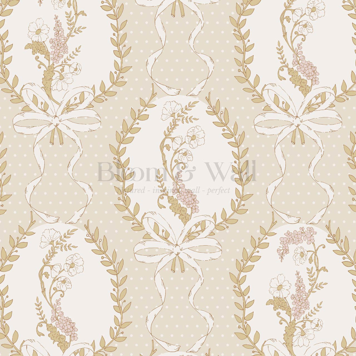 Saioa Rosie Posie Beige Cream Honey Wallpaper