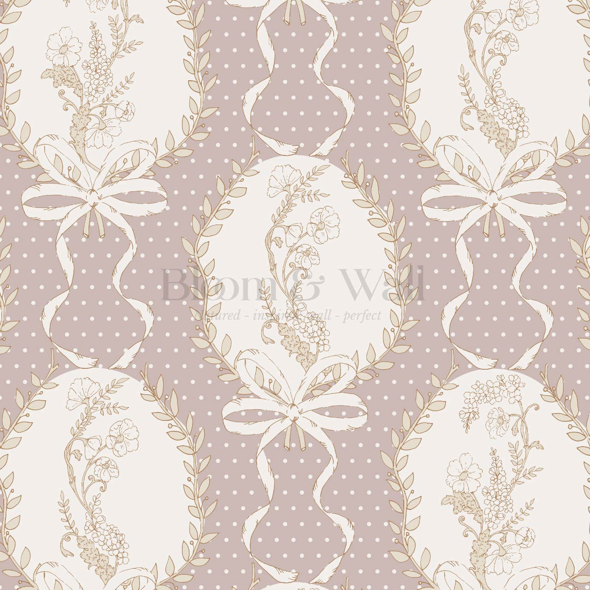 Saioa Rosie Posie Mauve Cream Beige Wallpaper