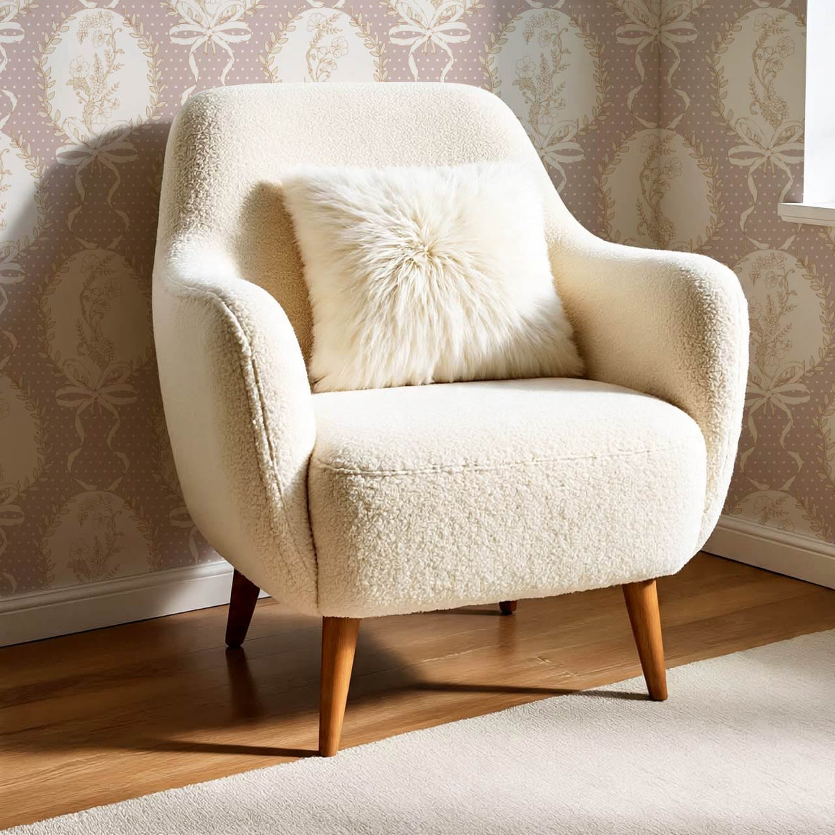 Saioa Rosie Posie Mauve Cream Beige Wallpaper