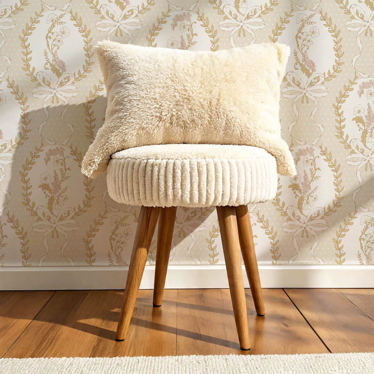 Saioa Rosie Posie Beige Cream Honey Wallpaper