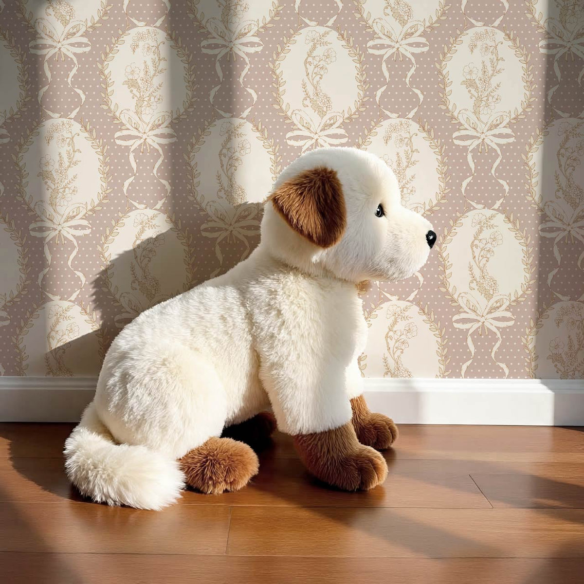 Saioa Rosie Posie Mauve Cream Beige Wallpaper