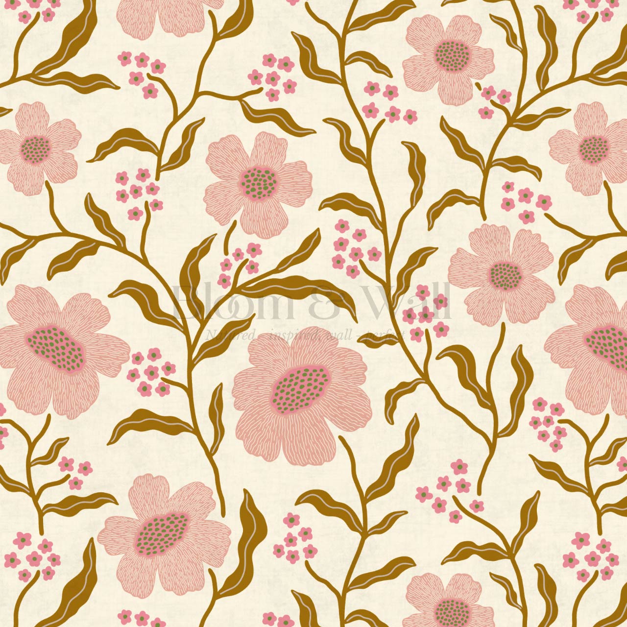 Salma Bloomery Vines Pastel Blush Wallpaper