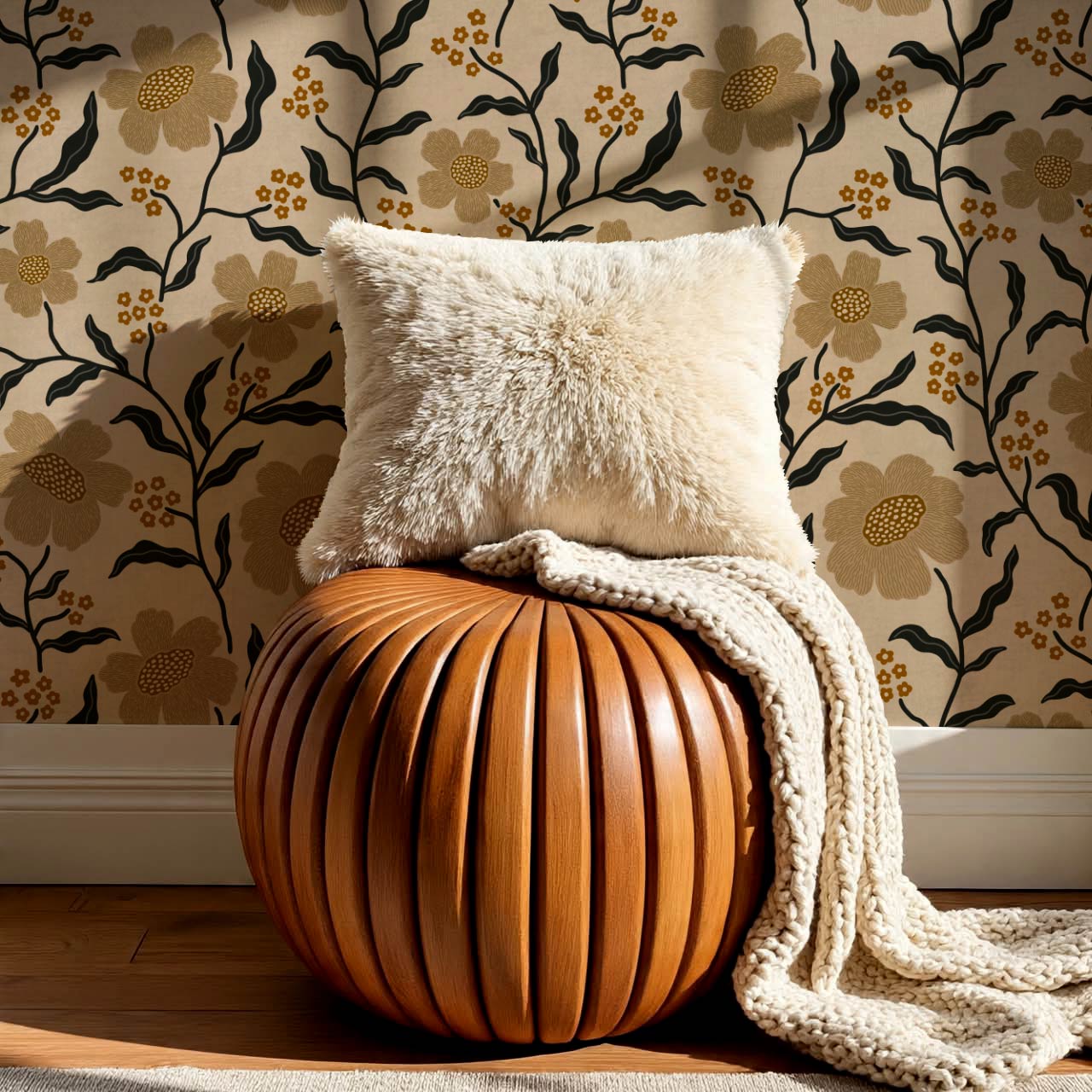 Salma Bloomery Vines Beige Brown Wallpaper