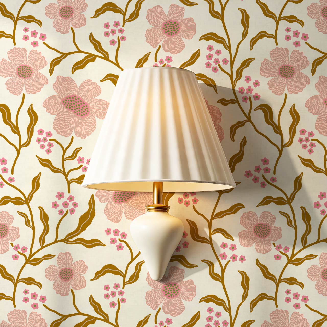 Salma Bloomery Vines Pastel Blush Wallpaper