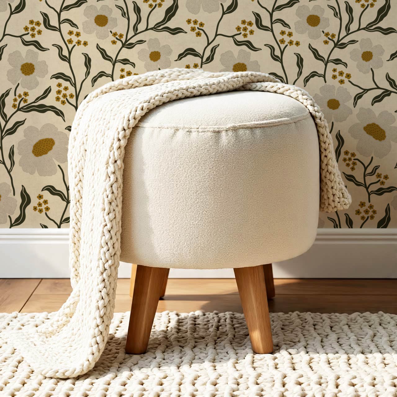 Salma Bloomery Vines Beige Earth Wallpaper