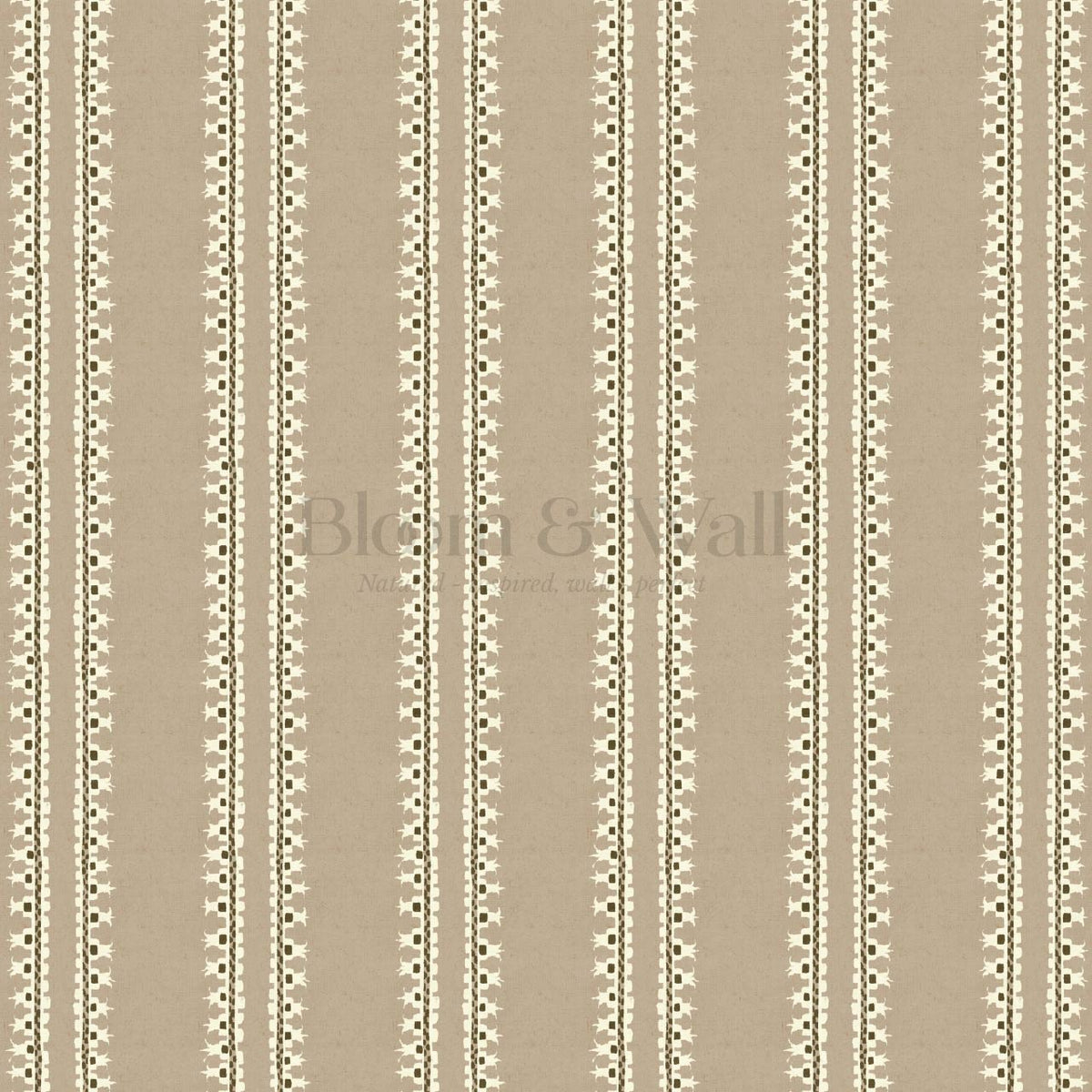 Salvadora Folk Stripes Taupe Cream Wallpaper