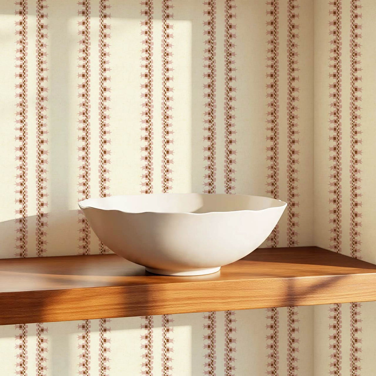 Salvadora Folk Stripes Rose Blush Butter Wallpaper