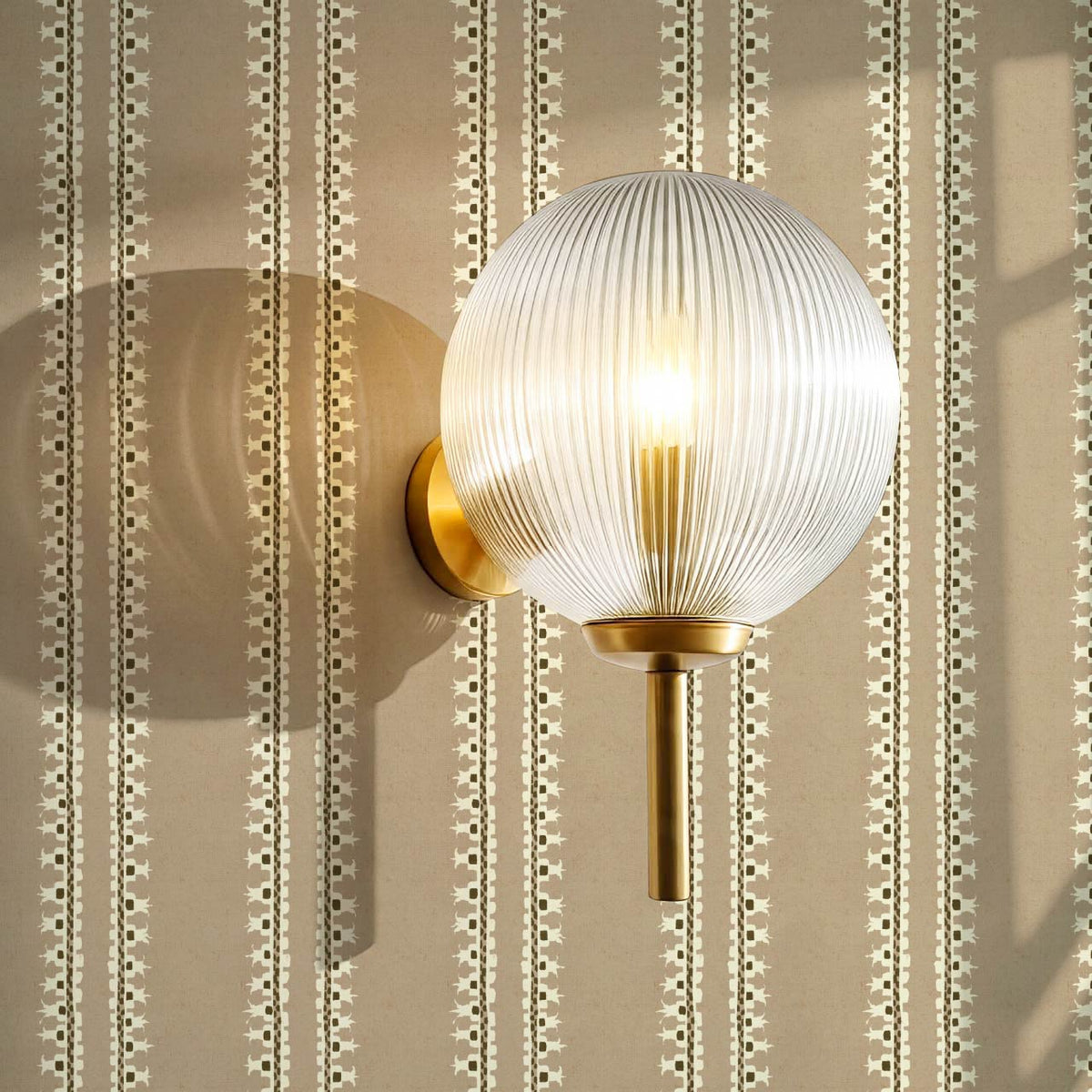 Salvadora Folk Stripes Taupe Cream Wallpaper