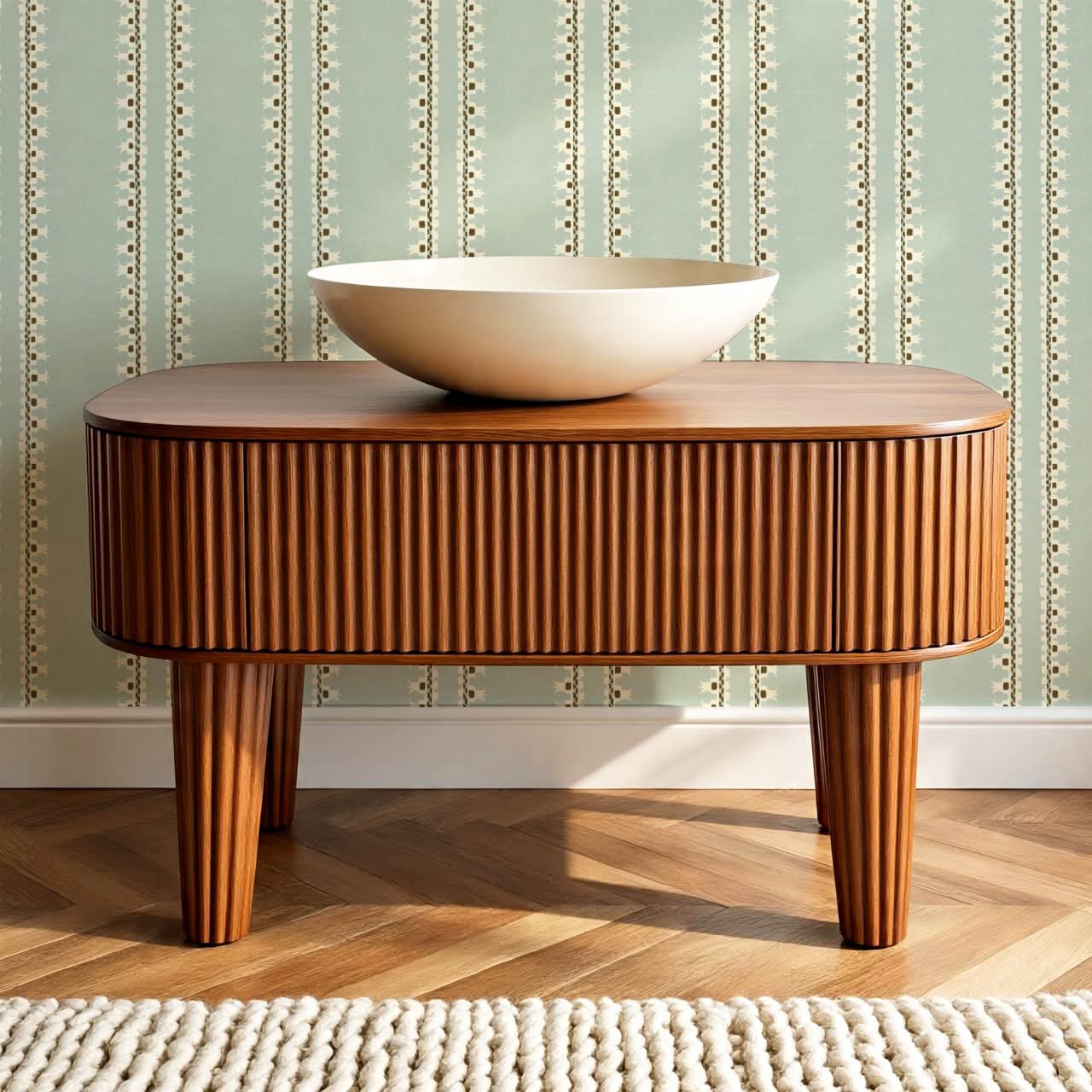 Salvadora Folk Stripes Mint Cream Wallpaper