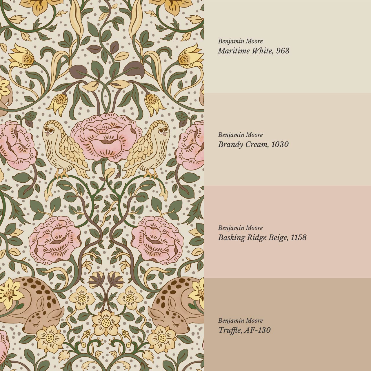Sarah Deer and Roses Sunny Blush Wallpaper