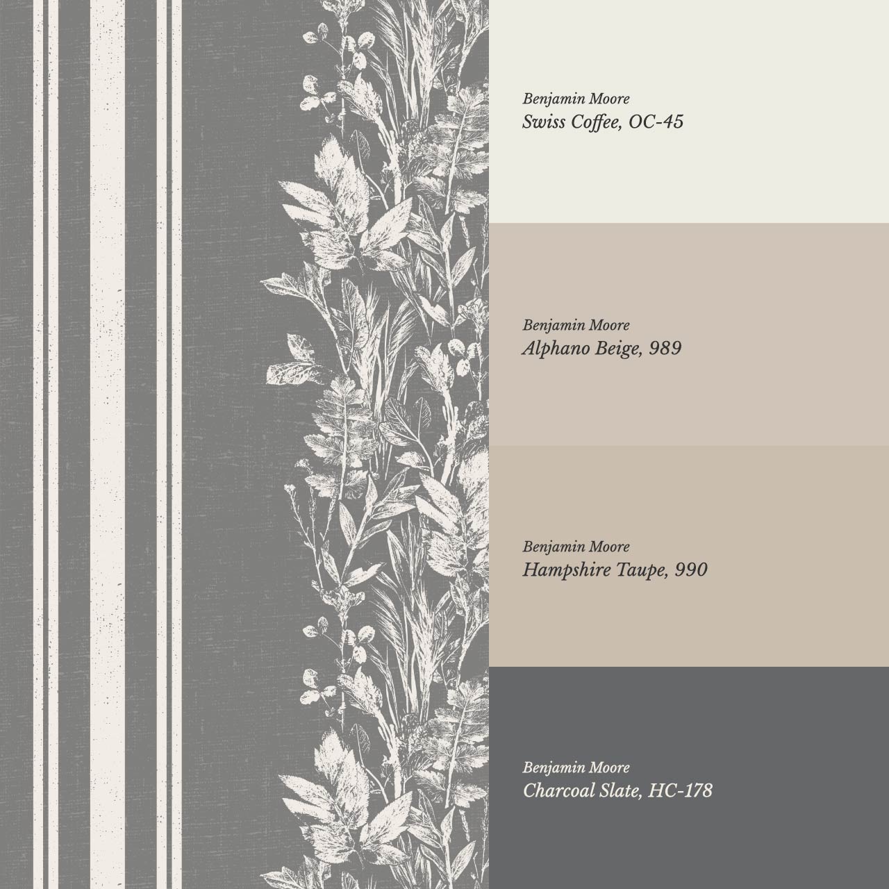 Sarai Wildflower Wide Stripes Slate Grey Wallpaper