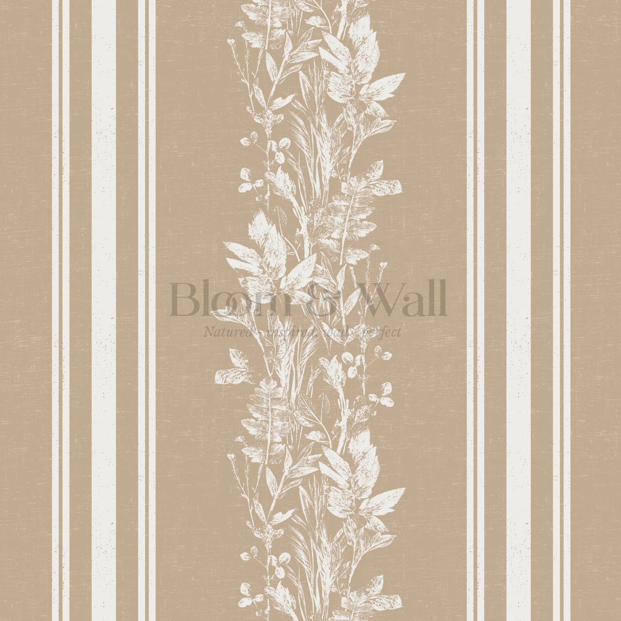 Sarai Wildflower Wide Stripes Beige Wallpaper