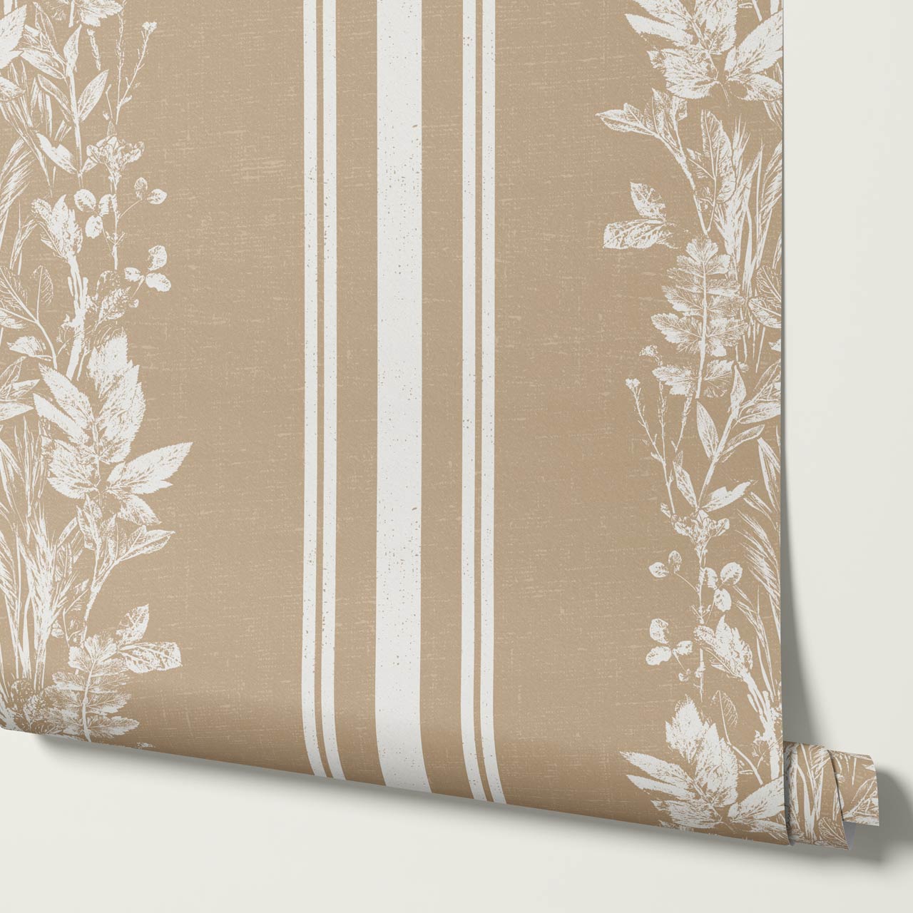 Sarai Wildflower Wide Stripes Beige Wallpaper