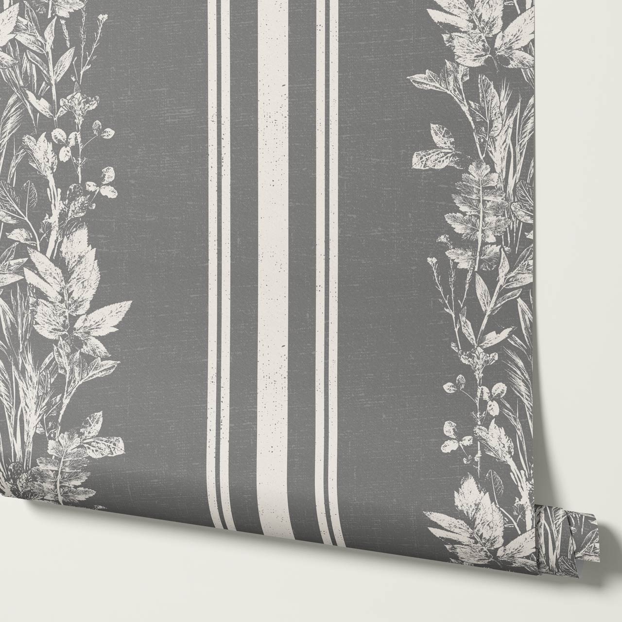 Sarai Wildflower Wide Stripes Slate Grey Wallpaper