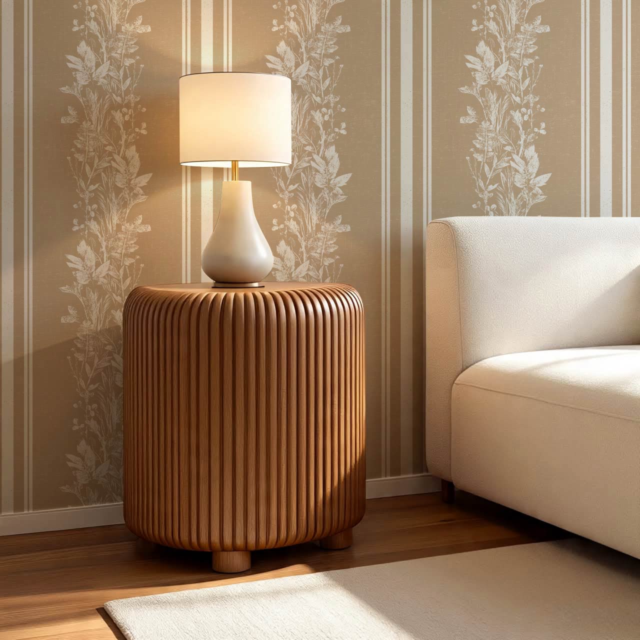 Sarai Wildflower Wide Stripes Beige Wallpaper