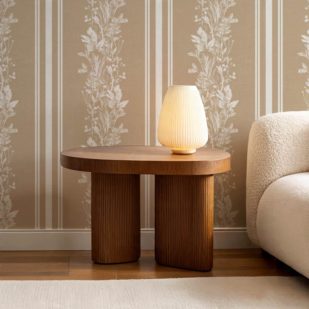 Sarai Wildflower Wide Stripes Beige Wallpaper