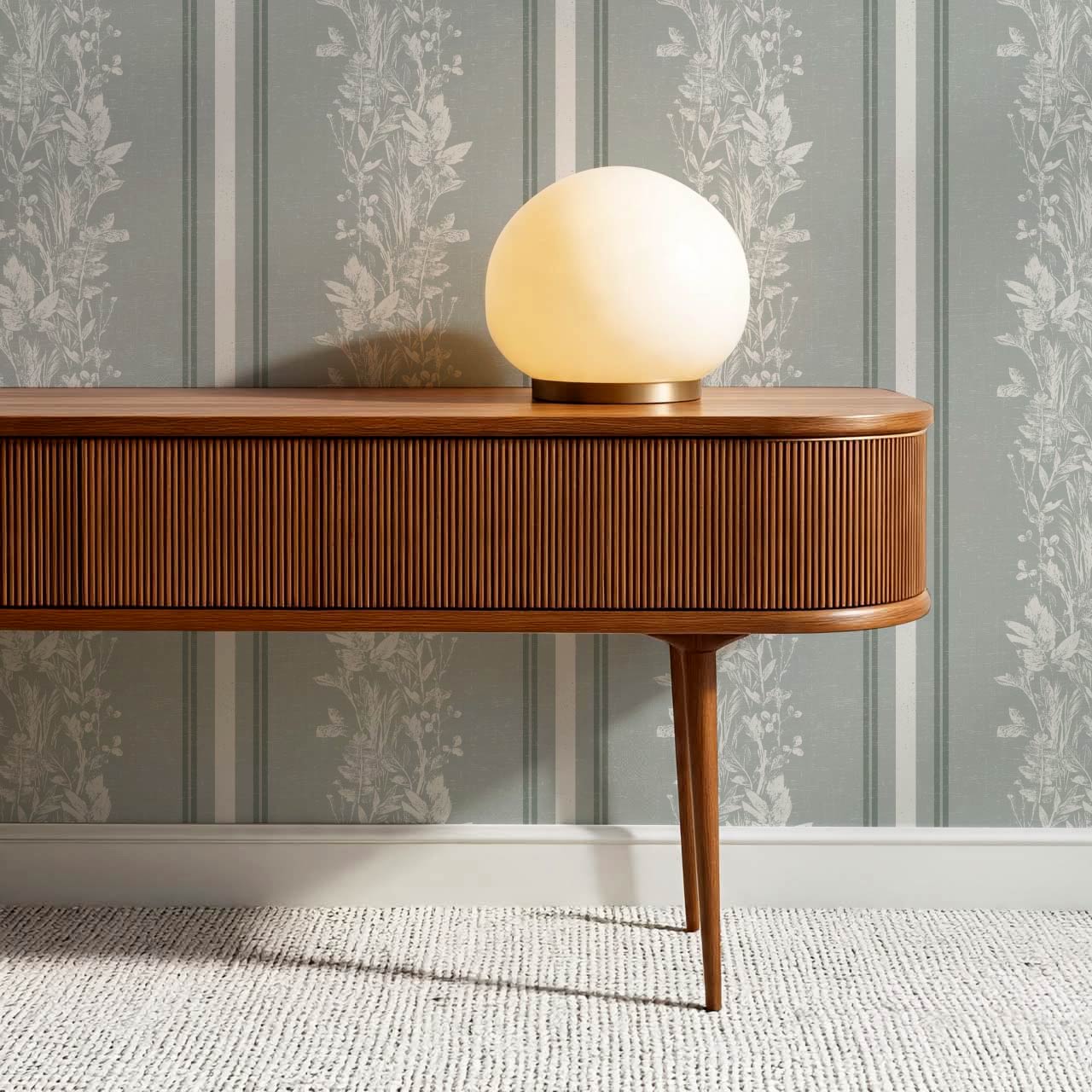 Sarai Wildflower Wide Stripes Sea Glass Wallpaper