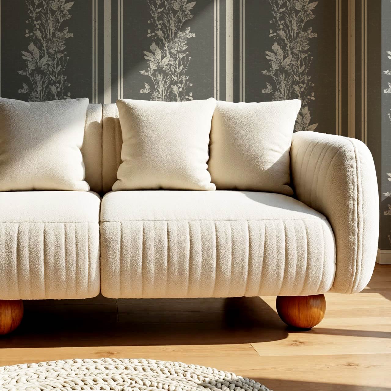 Sarai Wildflower Wide Stripes Slate Grey Wallpaper