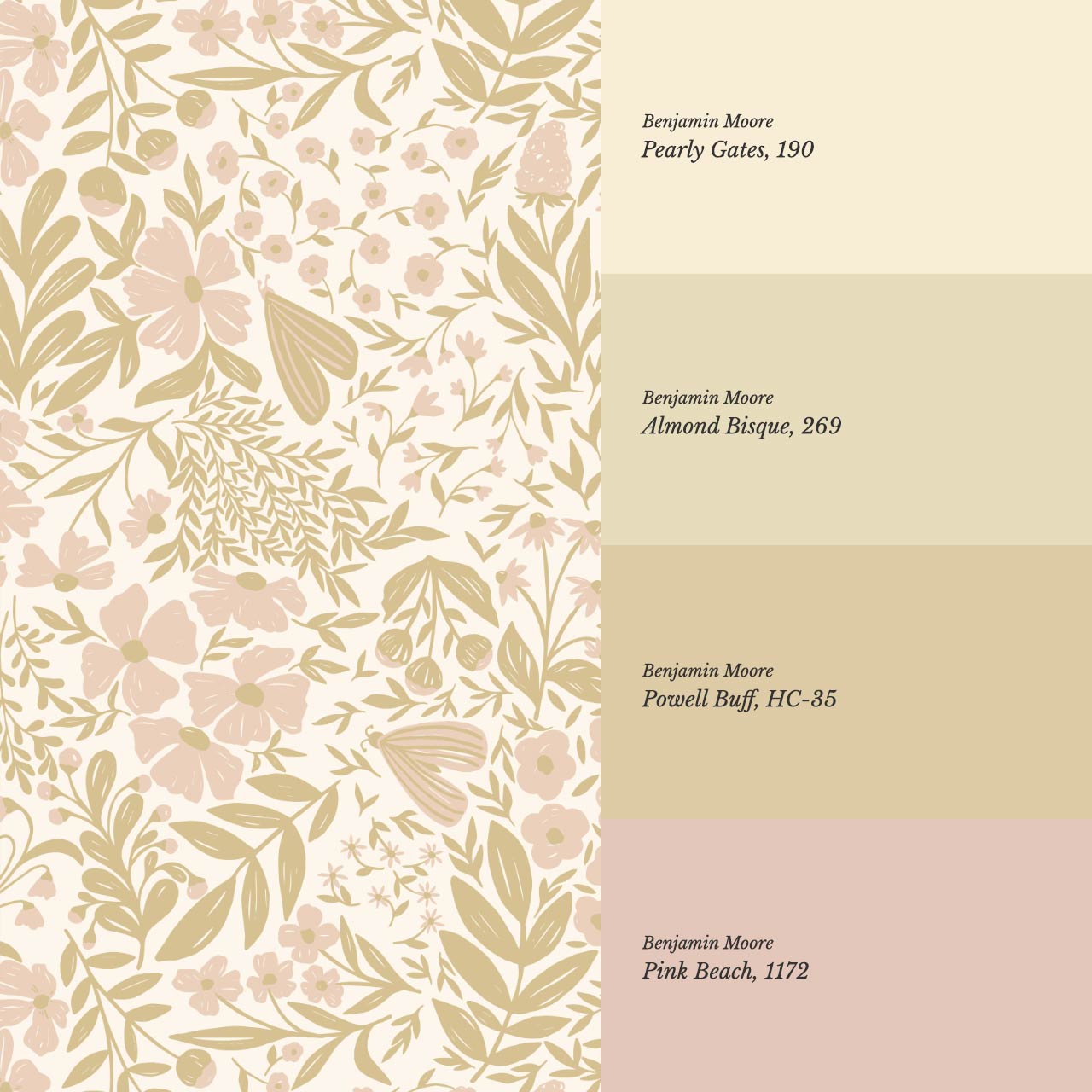 Savannah Garden Grove Floral Gold Pink Wallpaper