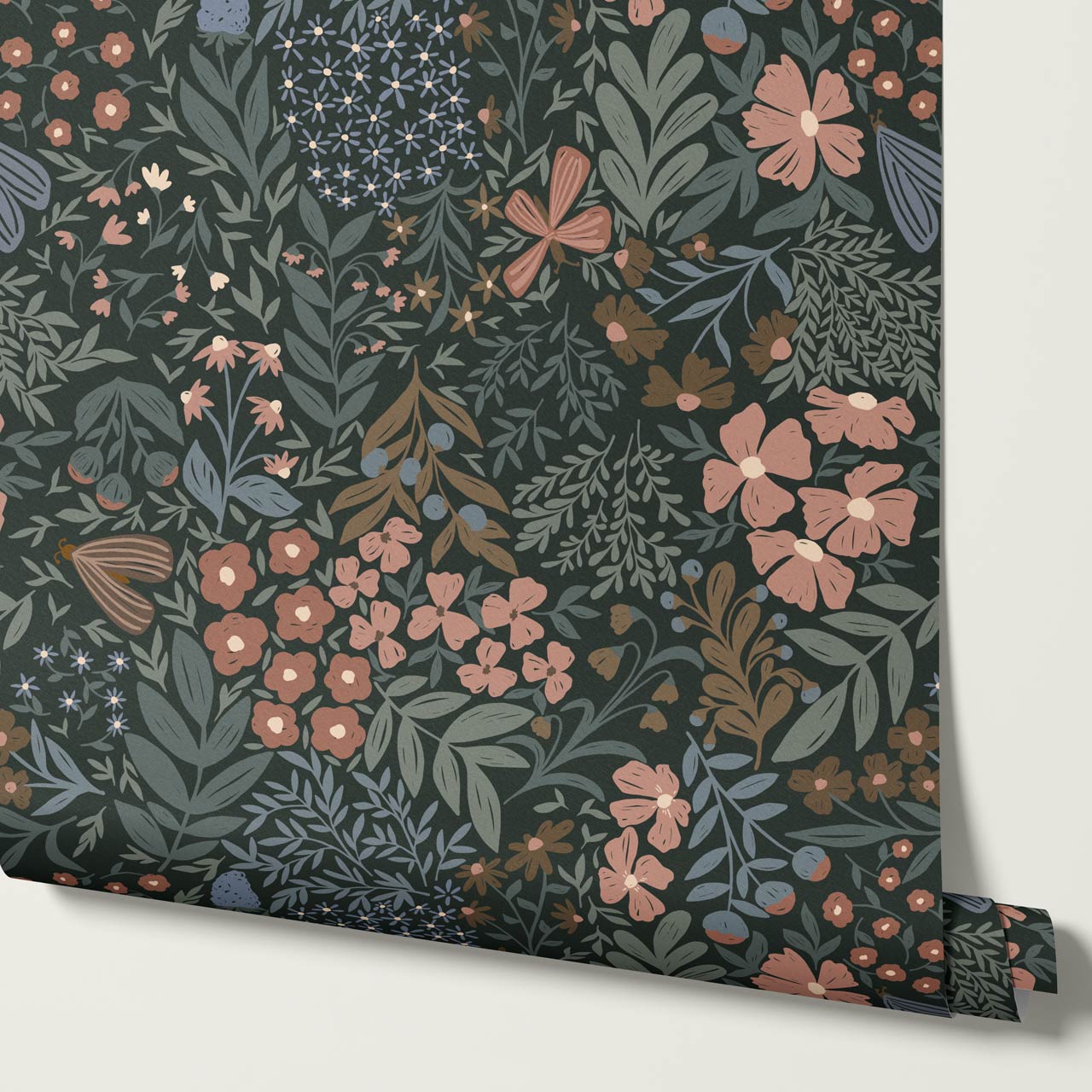 Savannah Garden Grove Floral Moody Green Wallpaper