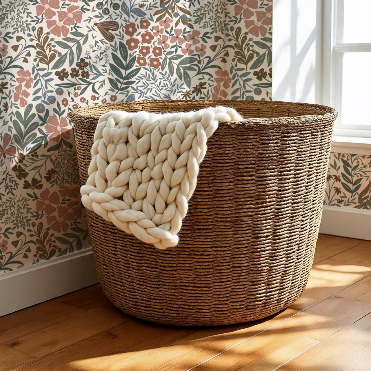 Savannah Garden Grove Floral Cream Earth Wallpaper