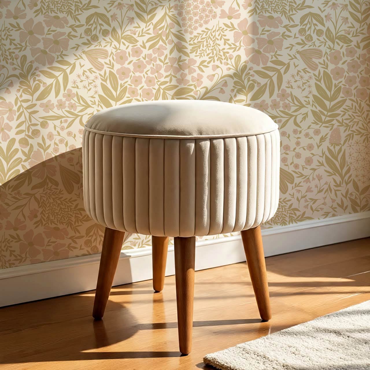 Savannah Garden Grove Floral Gold Pink Wallpaper