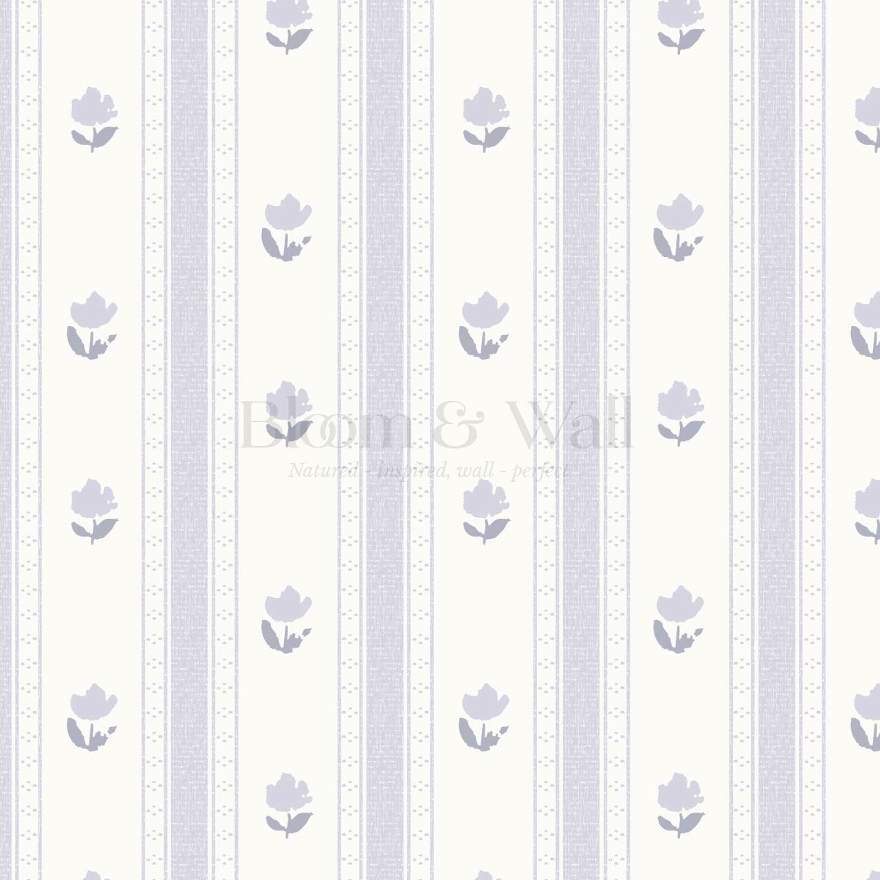 Sawyer Blooming Stripes Lilac Wallpaper