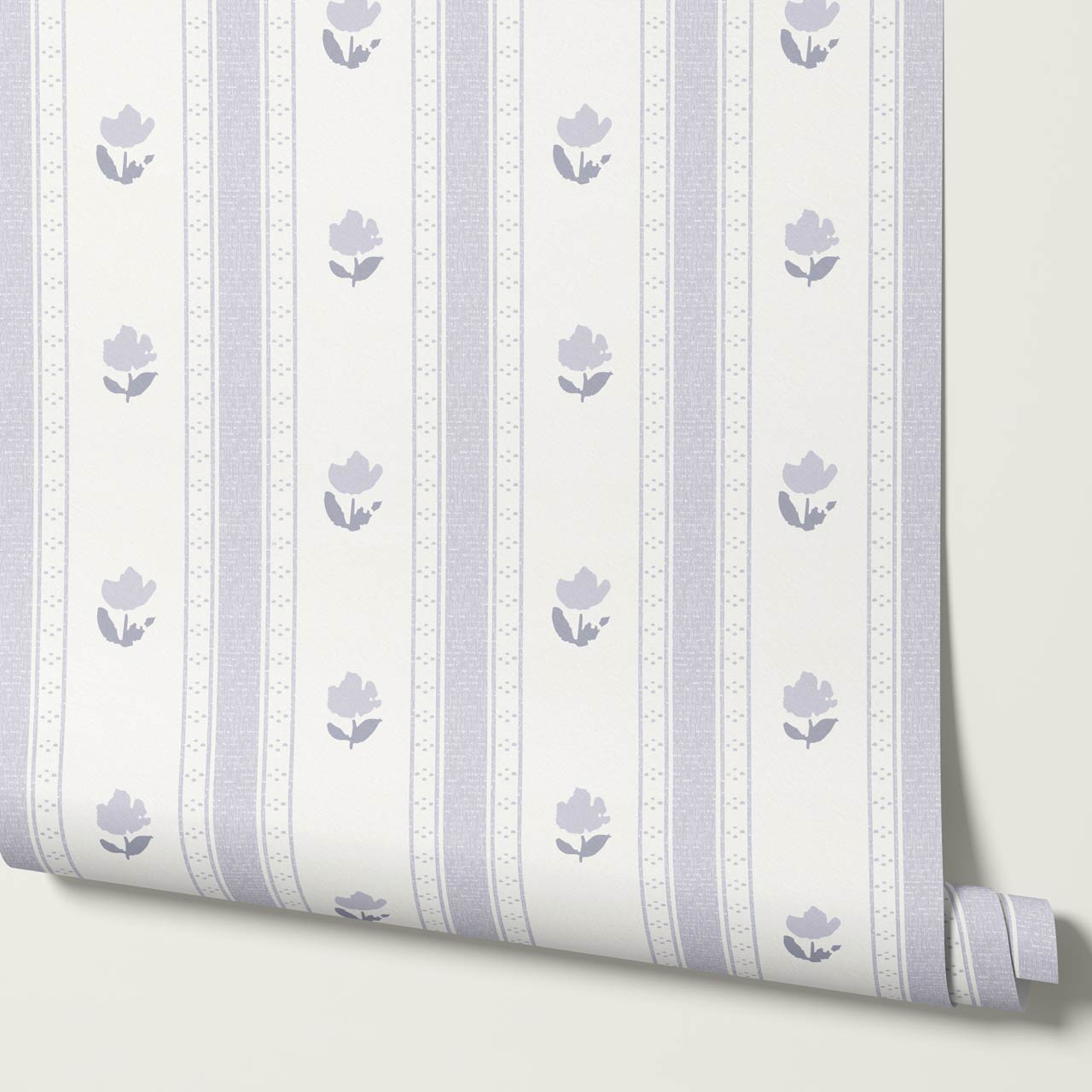 Sawyer Blooming Stripes Lilac Wallpaper