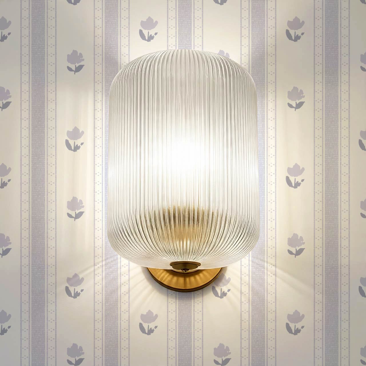 Sawyer Blooming Stripes Lilac Wallpaper