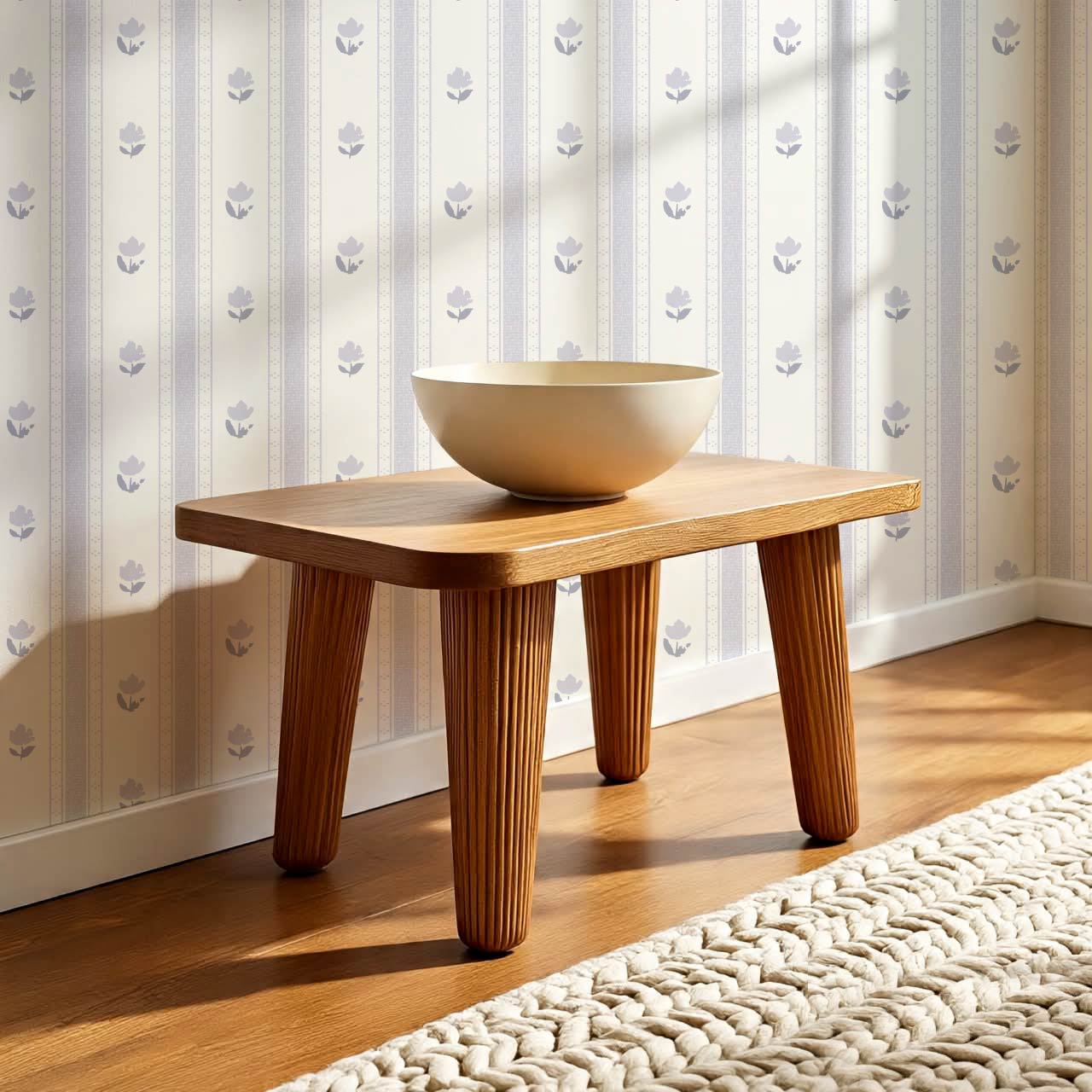 Sawyer Blooming Stripes Lilac Wallpaper