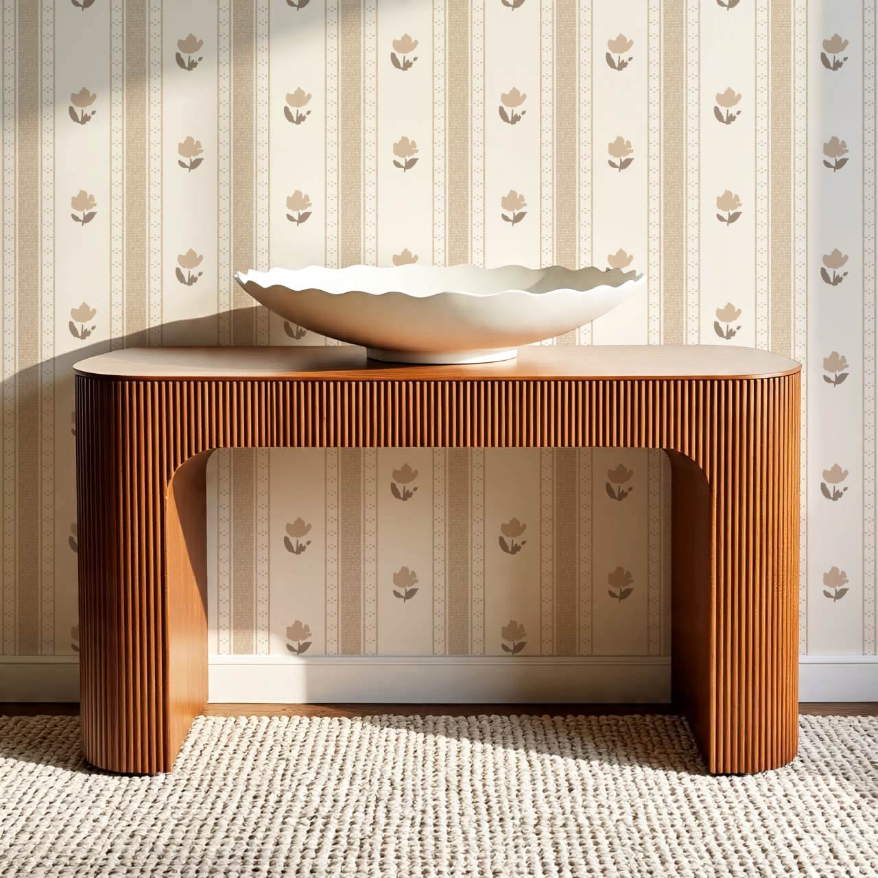 Sawyer Blooming Stripes Fawn Wallpaper