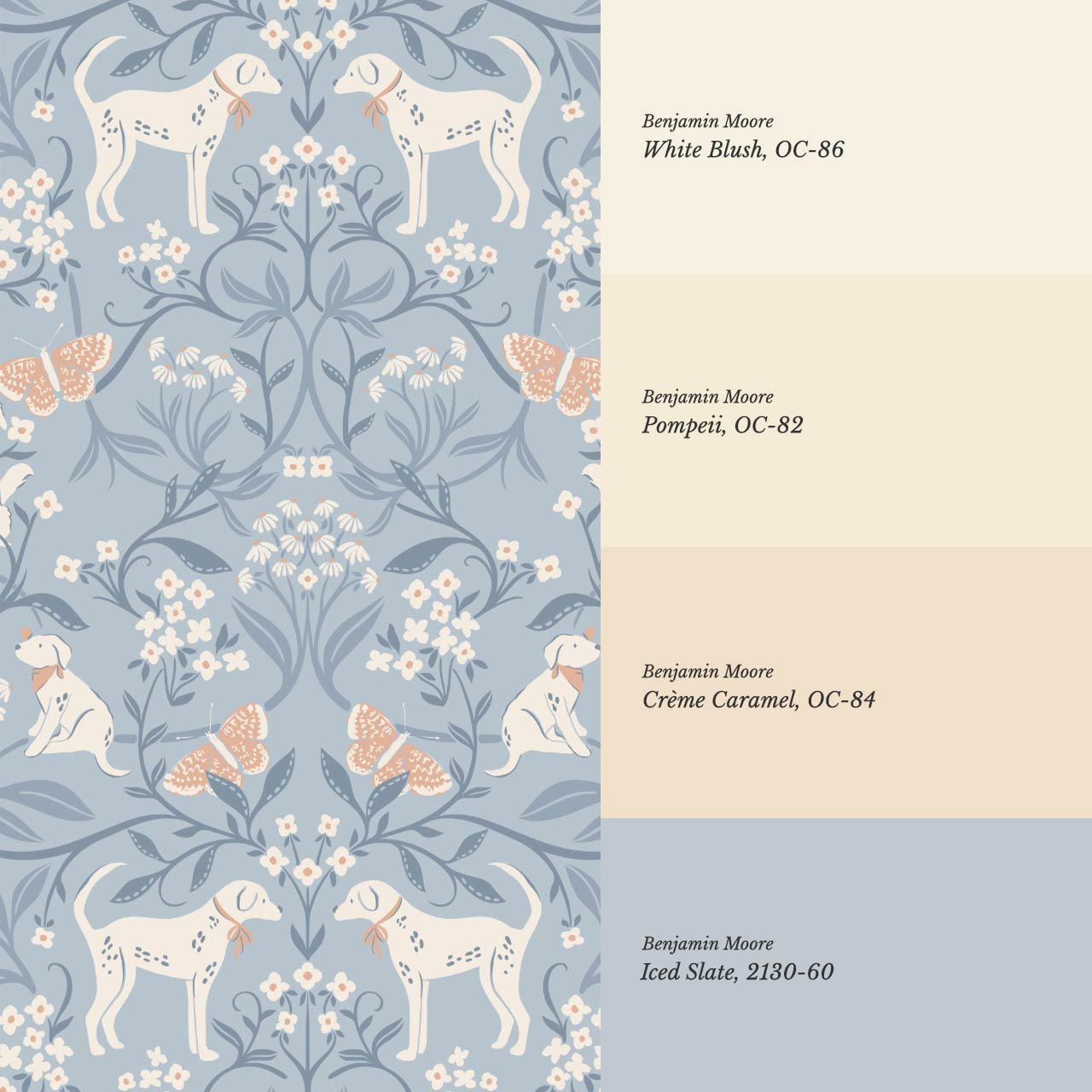 Scottie Puppy Dog Damask Coral Blue Wallpaper
