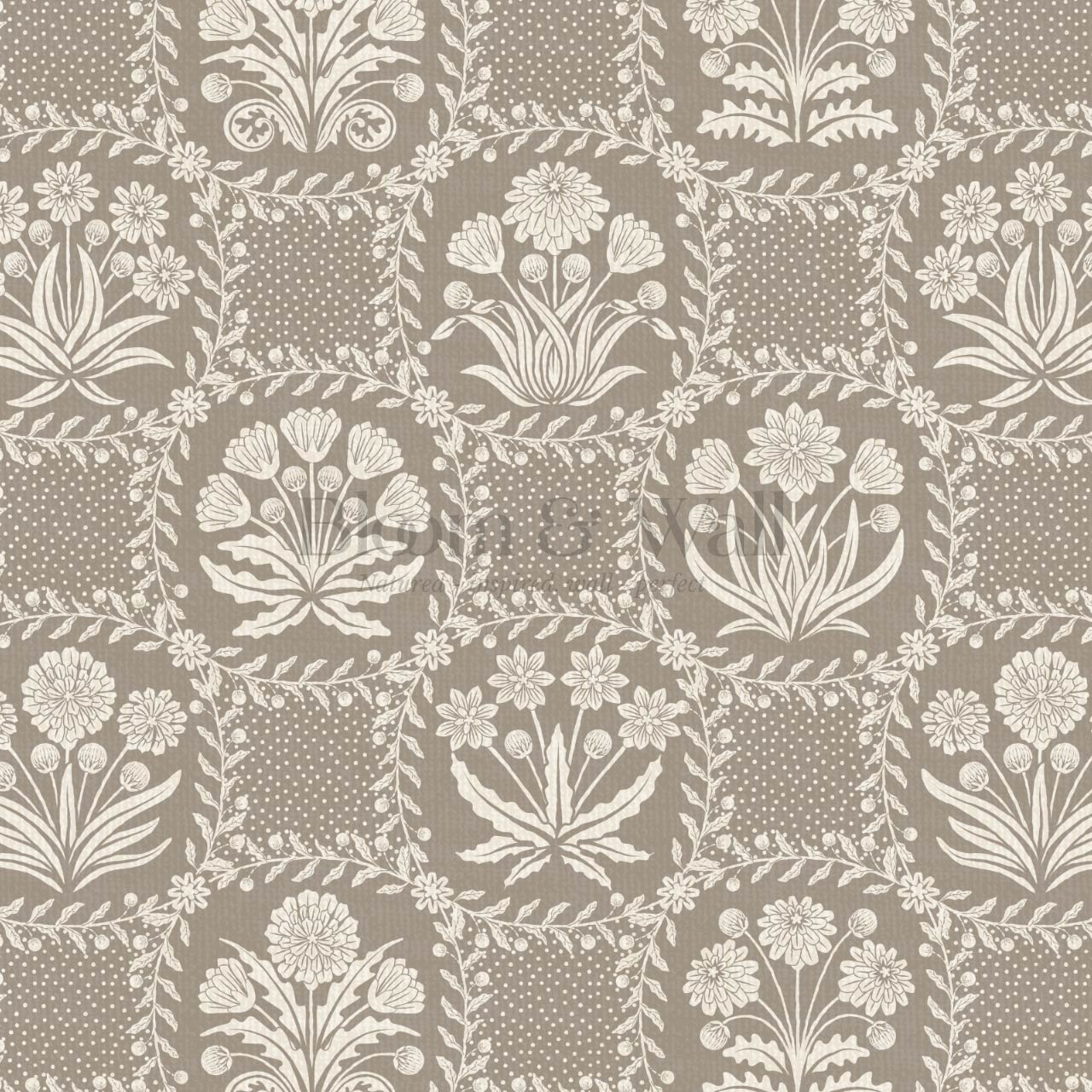 Seila Retro Prairie Check Taupe Ivory Wallpaper