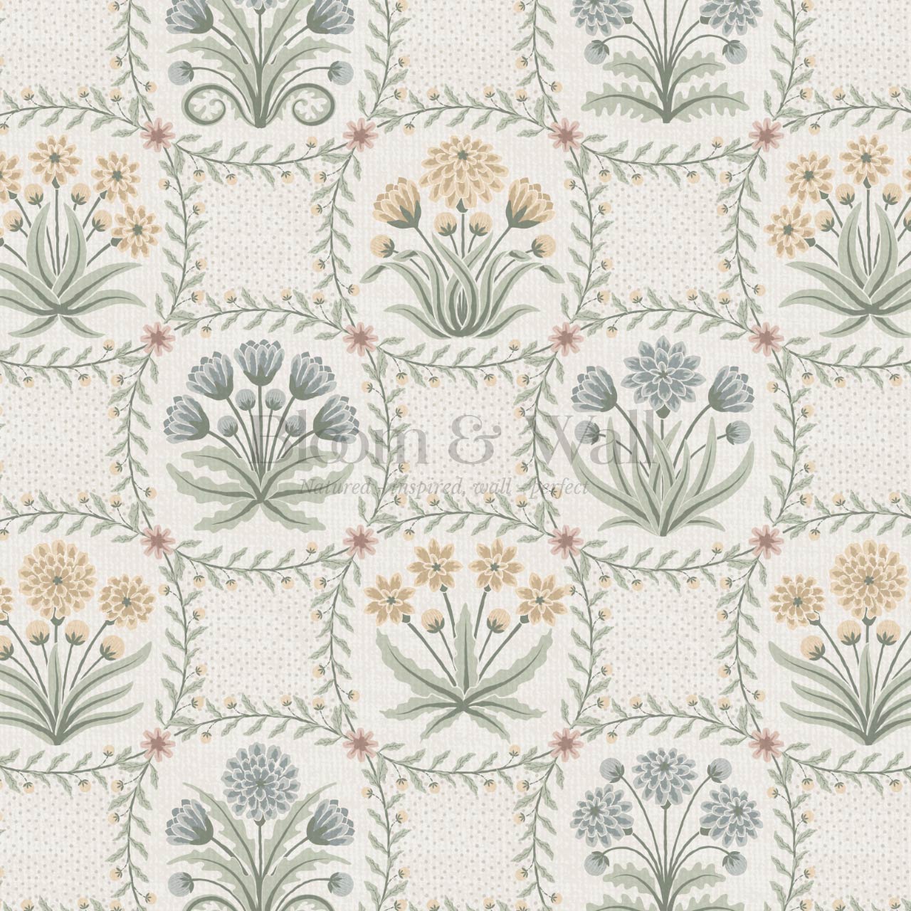 Seila Retro Prairie Check Pastel Ivory Wallpaper
