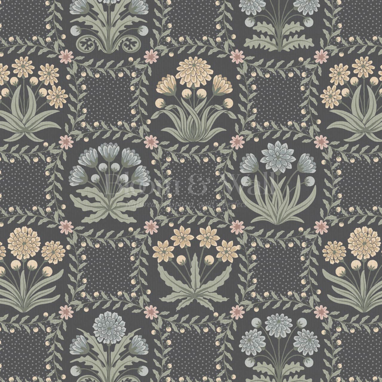 Seila Retro Prairie Check Slate Muted Pastel Wallpaper