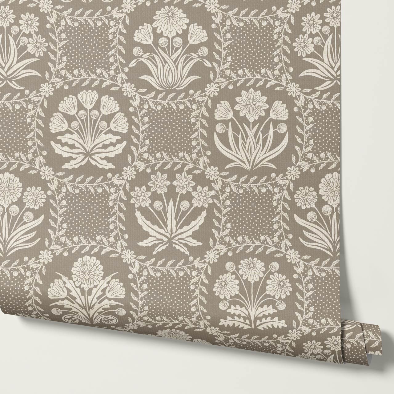 Seila Retro Prairie Check Taupe Ivory Wallpaper