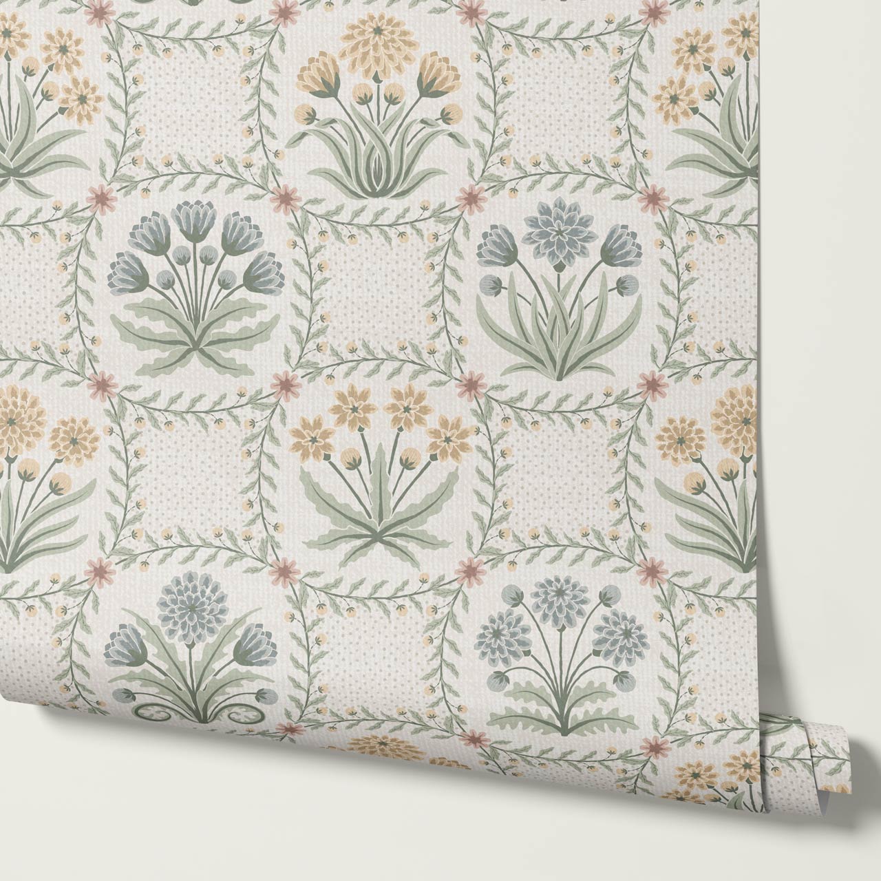 Seila Retro Prairie Check Pastel Ivory Wallpaper