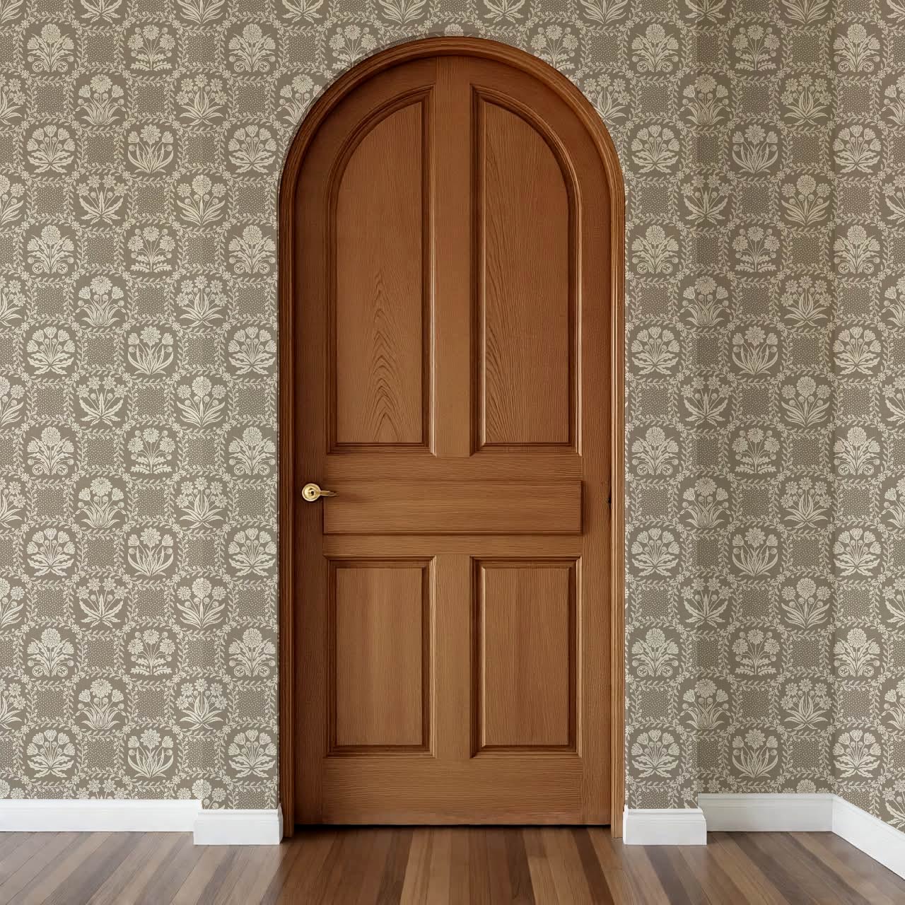 Seila Retro Prairie Check Taupe Ivory Wallpaper